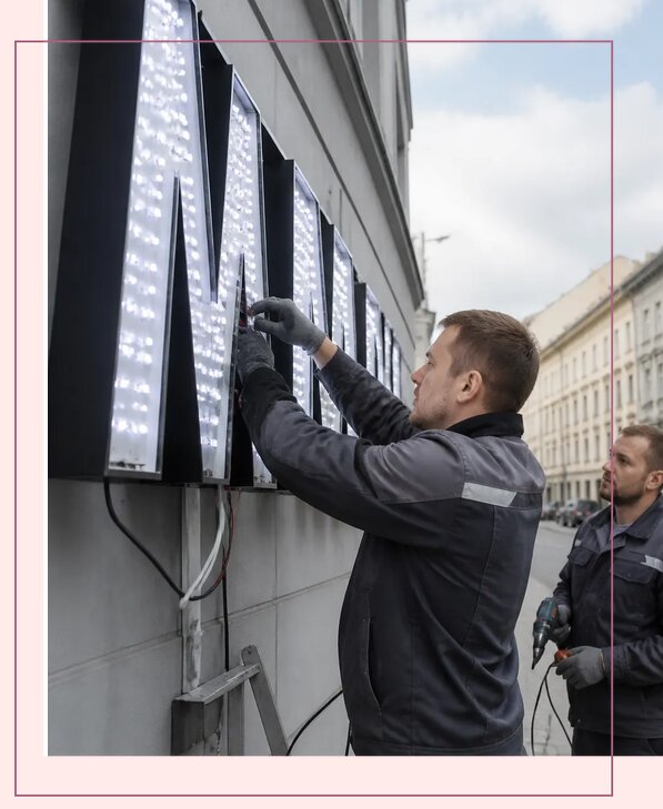 Изготовление и монтаж светодиодных LED вывесок в Октябрьском